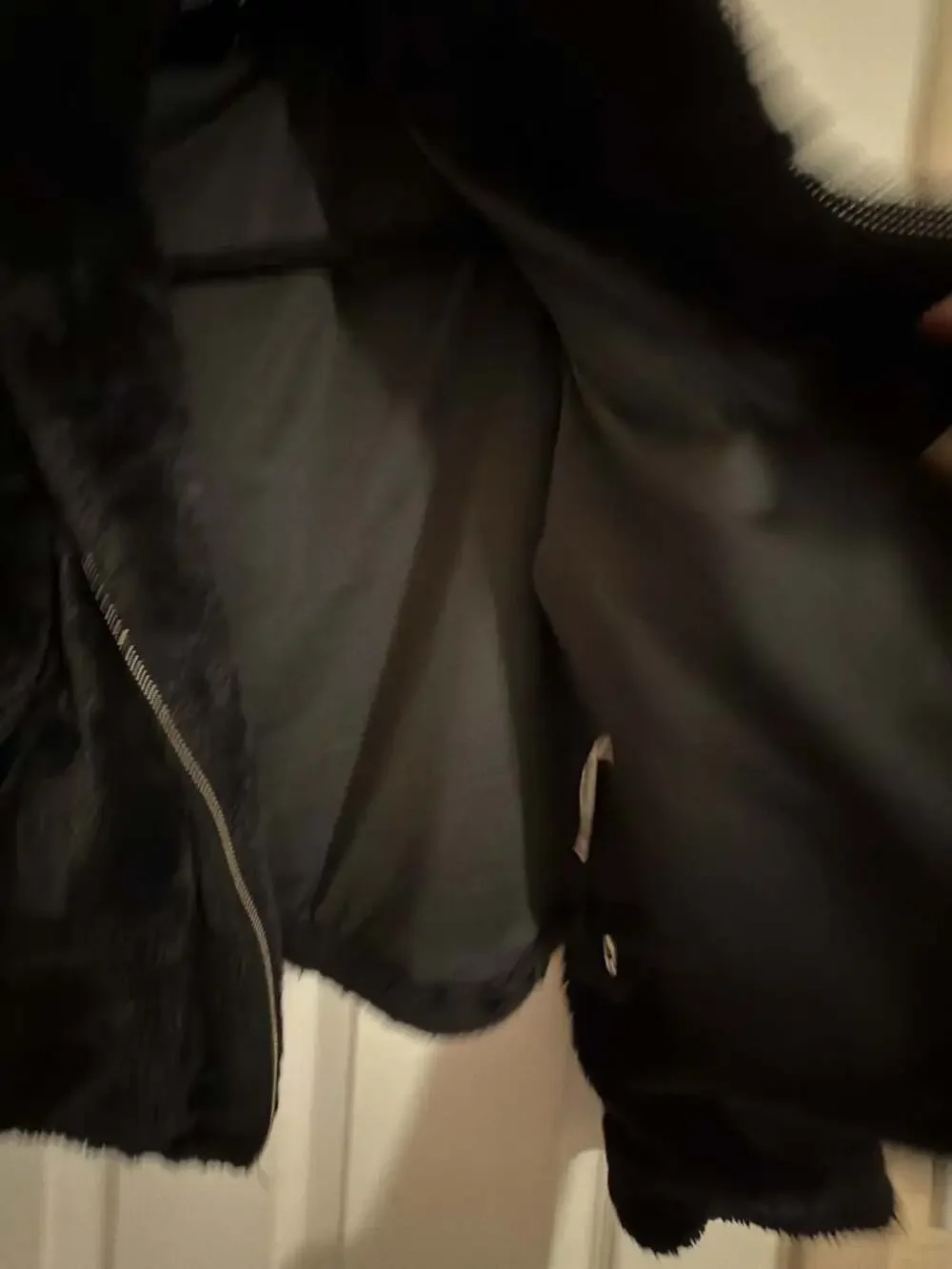 With Love Cropped Black Faux Fur Zip-Up Jacket